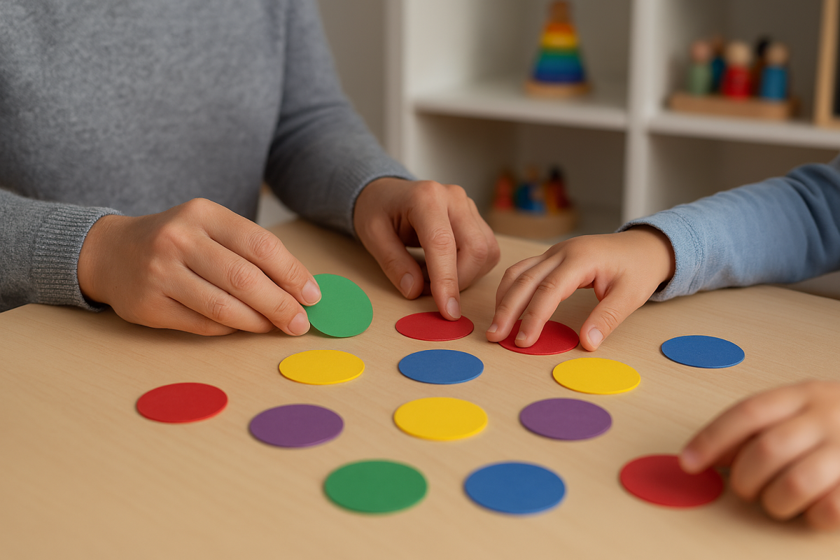 Actividad manipulativa en una sesión de Atención Temprana.