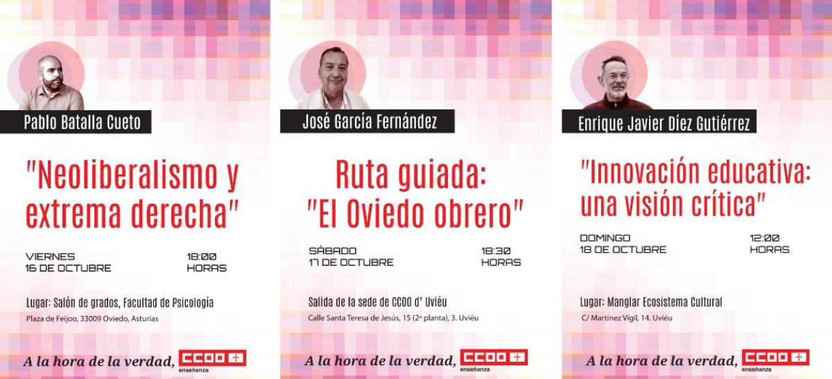 Cartel de actos de la III Escuela de juventud de CCOO Asturias.