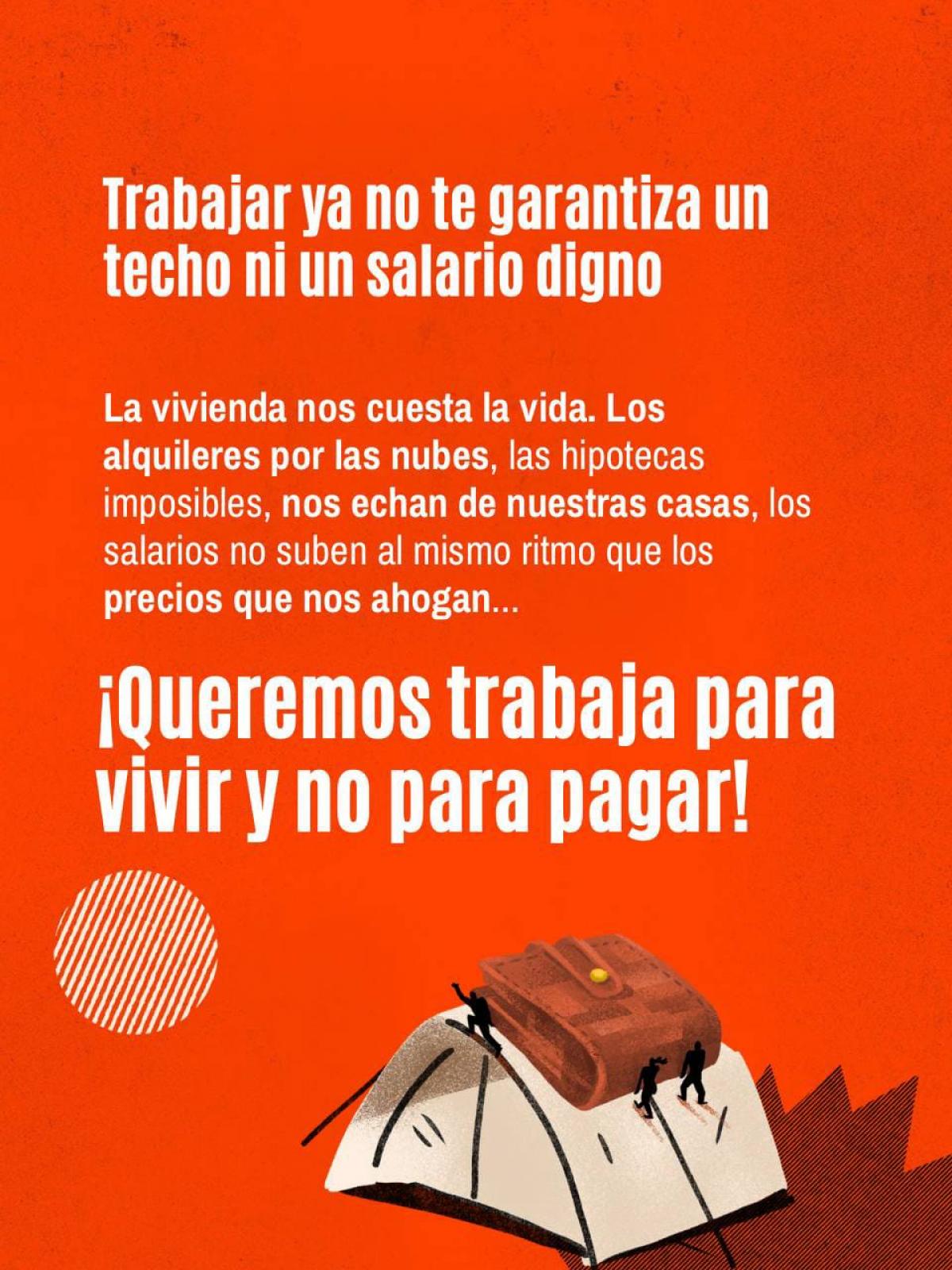 Cartel trabajar ya no te garantiza un techo ni un salario digno.
