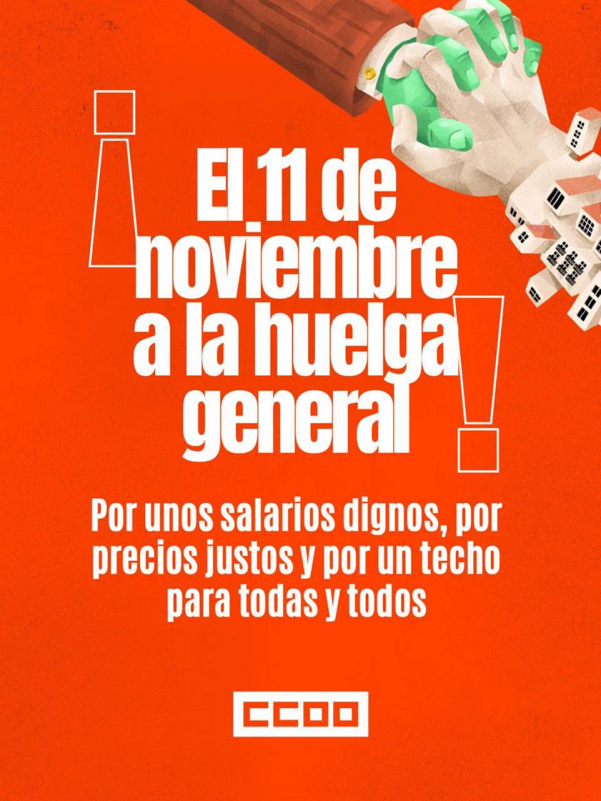 Cartel huelga general 11 de noviembre 2026