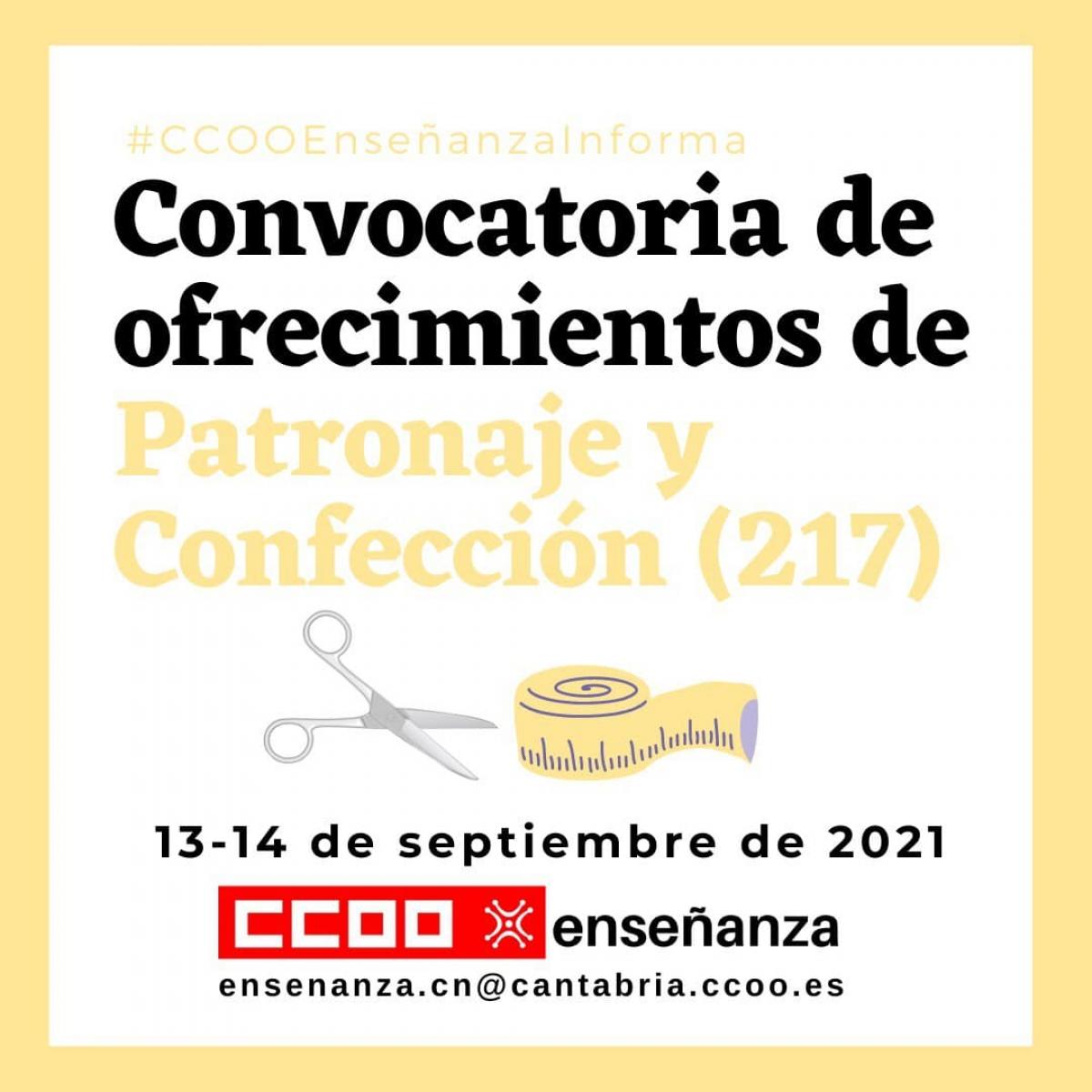 Convocatoria de ofrecimientos de Patronaje y Confección